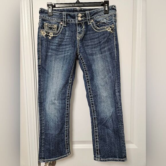 Vigoss Capri Jeans Women’s Sz 3/4 (29x21.5) Blue New York Low-Rise Embellished - Picture 1 of 11